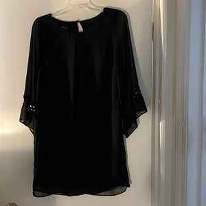 BCX Dress women's black lined long sleeved sheath dress decorative detail size M